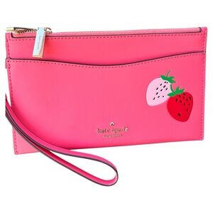 Kate Spade Pink Wristlet with Strawberry Design NWOT